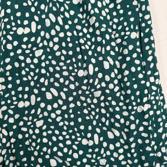Dear Siouxsie Polka Dot Romper Womens Size XL Green White Pockets Keyhole Tie - Picture 10 of 13
